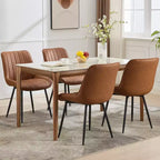 Set di 2 sedie da pranzo, moderne in similpelle imbottite con robuste gambe in metallo, sedie laterali dal design lineare per cucina e sala da pranzo, marroni