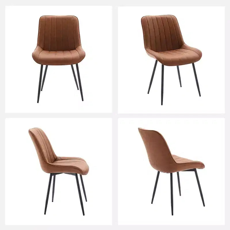 Set di 2 sedie da pranzo, moderne in similpelle imbottite con robuste gambe in metallo, sedie laterali dal design lineare per cucina e sala da pranzo, marroni