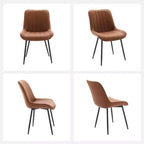 Set di 2 sedie da pranzo, moderne in similpelle imbottite con robuste gambe in metallo, sedie laterali dal design lineare per cucina e sala da pranzo, marroni