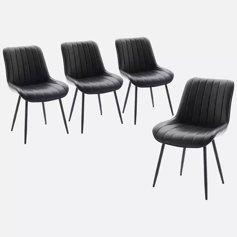 Set di 2 sedie da pranzo, moderne in similpelle imbottite con robuste gambe in metallo, sedie laterali dal design lineare per cucina e sala da pranzo, marroni