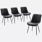 Set di 2 sedie da pranzo, moderne in similpelle imbottite con robuste gambe in metallo, sedie laterali dal design lineare per cucina e sala da pranzo, marroni
