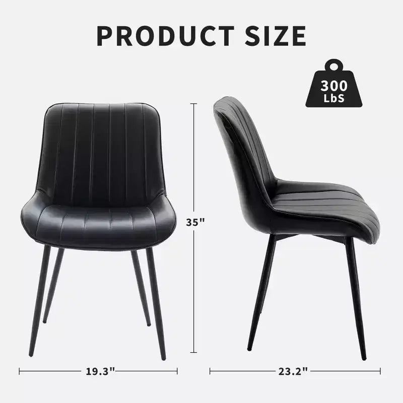 Set di 2 sedie da pranzo, moderne in similpelle imbottite con robuste gambe in metallo, sedie laterali dal design lineare per cucina e sala da pranzo, marroni
