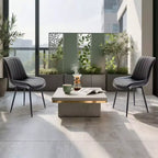 Set di 2 sedie da pranzo, moderne in similpelle imbottite con robuste gambe in metallo, sedie laterali dal design lineare per cucina e sala da pranzo, marroni
