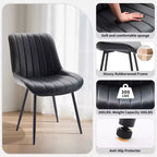 Set di 2 sedie da pranzo, moderne in similpelle imbottite con robuste gambe in metallo, sedie laterali dal design lineare per cucina e sala da pranzo, marroni