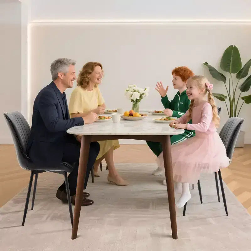 Set di 2 sedie da pranzo, moderne in similpelle imbottite con robuste gambe in metallo, sedie laterali dal design lineare per cucina e sala da pranzo, marroni