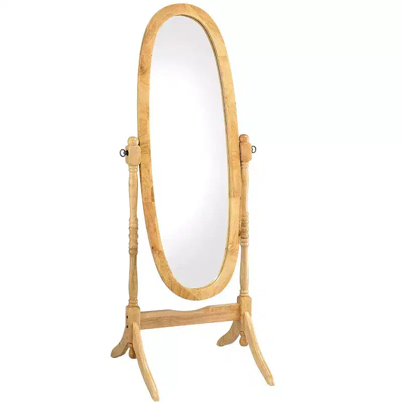 Specchio da terra Okak da 150 cm, specchio a figura intera con supporto in legno, specchio da pavimento per negozio di abbigliamento, camerino