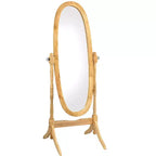 Specchio da terra Okak da 150 cm, specchio a figura intera con supporto in legno, specchio da pavimento per negozio di abbigliamento, camerino
