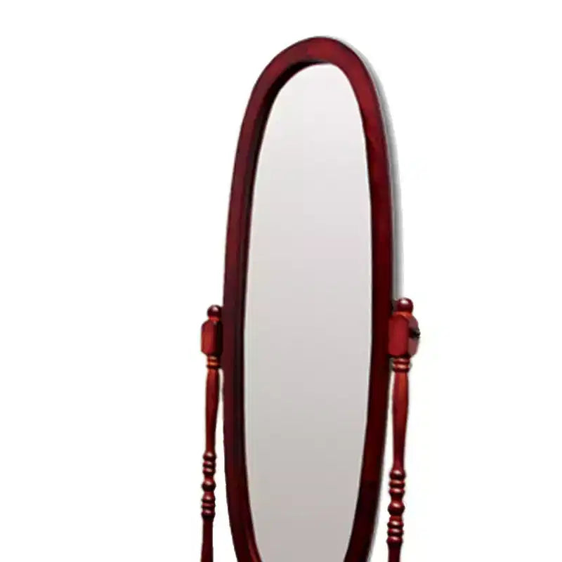 Specchio da terra Okak da 150 cm, specchio a figura intera con supporto in legno, specchio da pavimento per negozio di abbigliamento, camerino