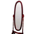 Specchio da terra Okak da 150 cm, specchio a figura intera con supporto in legno, specchio da pavimento per negozio di abbigliamento, camerino