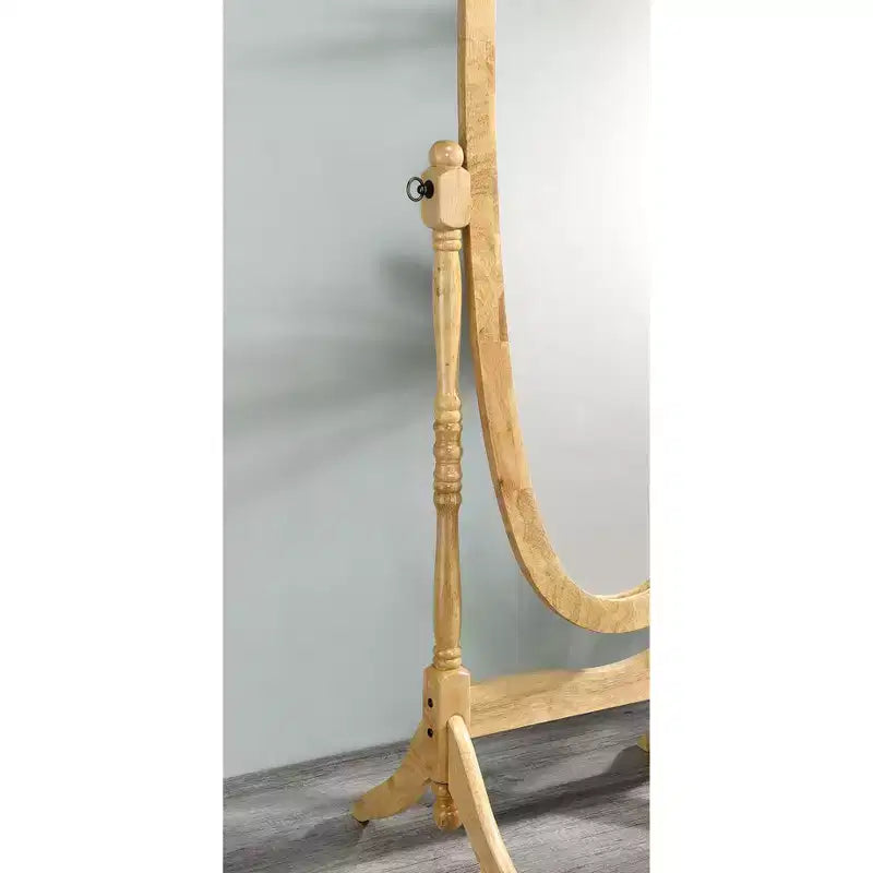 Specchio da terra Okak da 150 cm, specchio a figura intera con supporto in legno, specchio da pavimento per negozio di abbigliamento, camerino
