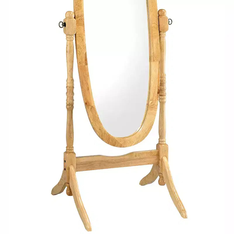 Specchio da terra Okak da 150 cm, specchio a figura intera con supporto in legno, specchio da pavimento per negozio di abbigliamento, camerino