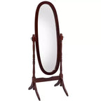 Specchio da terra Okak da 150 cm, specchio a figura intera con supporto in legno, specchio da pavimento per negozio di abbigliamento, camerino