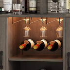 Mobile bar da vino a colonna con luce LED e prese di corrente integrate, include portabottiglie e portacalici per cucina, soggiorno e sala da pranzo