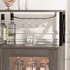 Mobile bar da vino a colonna con luce LED e prese di corrente integrate, include portabottiglie e portacalici per cucina, soggiorno e sala da pranzo