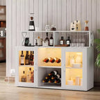 Mobile bar da vino a colonna con luce LED e prese di corrente integrate, include portabottiglie e portacalici per cucina, soggiorno e sala da pranzo