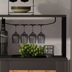 Mobile bar da vino a colonna con luce LED e prese di corrente integrate, include portabottiglie e portacalici per cucina, soggiorno e sala da pranzo