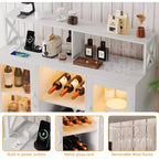 Mobile bar da vino a colonna con luce LED e prese di corrente integrate, include portabottiglie e portacalici per cucina, soggiorno e sala da pranzo