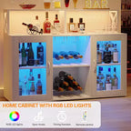 Mobile bar da vino a colonna con luce LED e prese di corrente integrate, include portabottiglie e portacalici per cucina, soggiorno e sala da pranzo