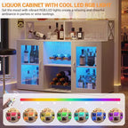 Mobile bar da vino a colonna con luce LED e prese di corrente integrate, include portabottiglie e portacalici per cucina, soggiorno e sala da pranzo