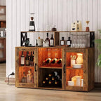 Mobile bar da vino a colonna con luce LED e prese di corrente integrate, include portabottiglie e portacalici per cucina, soggiorno e sala da pranzo