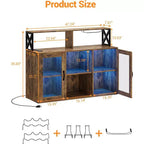 Mobile bar da vino a colonna con luce LED e prese di corrente integrate, include portabottiglie e portacalici per cucina, soggiorno e sala da pranzo
