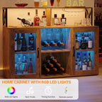 Mobile bar da vino a colonna con luce LED e prese di corrente integrate, include portabottiglie e portacalici per cucina, soggiorno e sala da pranzo