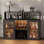 Mobile bar da vino a colonna con luce LED e prese di corrente integrate, include portabottiglie e portacalici per cucina, soggiorno e sala da pranzo