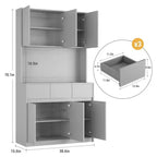 Coolmee Mobile Dispensa da Cucina da 71 pollici, Credenza con Luci a LED e Prese di Corrente, Madia con Supporto per Microonde, Ripiani Regolabili