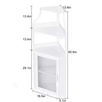 29 Mobile angolare portabottiglie bianco per piccoli spazi, capacità oltre 50 bottiglie e bicchieri, mobile contenitore in MDF con piano bar per liquori e accessori da cocktail
