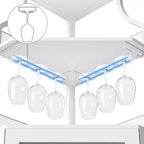 29 Mobile angolare portabottiglie bianco per piccoli spazi, capacità oltre 50 bottiglie e bicchieri, mobile contenitore in MDF con piano bar per liquori e accessori da cocktail