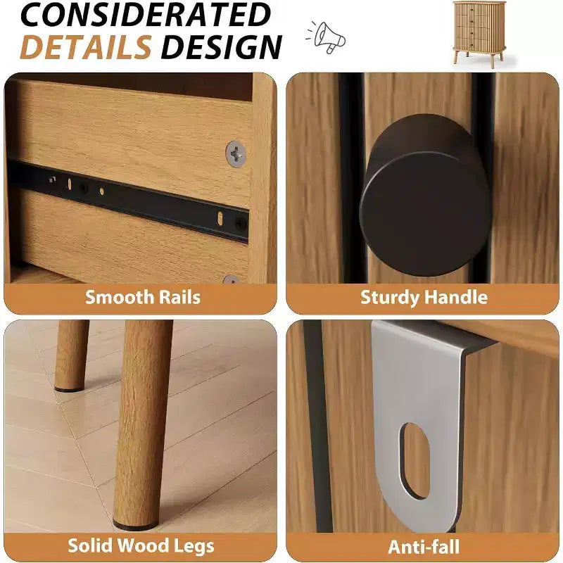 Comò a 4 cassetti CuisinSmart, cassettiera moderna da armadio con gambe in legno, cassettiera organizer in legno per cameretta, camera da letto, soggiorno