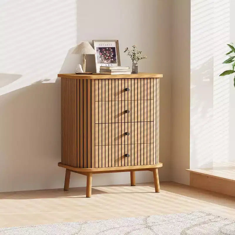 Comò a 4 cassetti CuisinSmart, cassettiera moderna da armadio con gambe in legno, cassettiera organizer in legno per cameretta, camera da letto, soggiorno
