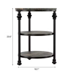 CuisinSmart Tavolino Rotondo a 3 Livelli con Ripiani, Tavolino Laterale Rotondo Rustico da Fattoria con Gambe in Metallo per Soggiorno Camera da Letto