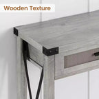 Tavolo da ingresso in stile rustico con 2 cassetti, console in legno con dettagli in rattan, perfetto per soggiorno, ingresso, corridoio