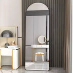 Okak 65*23/59.8*16.5in Aluminum Alloy Frame Full Length Mirror, Arched Mirror with Stand, Mutifunction Wall Mirror for Home, Hotel, Clothing Room