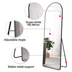 Specchio a figura intera Okak 65*23/59.8*16.5 pollici con telaio in lega di alluminio, specchio ad arco con supporto, specchio da parete multifunzione per casa, hotel, guardaroba
