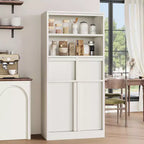 Mobiletto da bagno alto, Armadietto da terra con ante e 2 cassetti, Organizzatore da bagno alto 130 cm autoportante per bagno, soggiorno