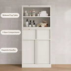 Mobiletto da bagno alto, Armadietto da terra con ante e 2 cassetti, Organizzatore da bagno alto 130 cm autoportante per bagno, soggiorno