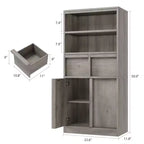 Mobiletto da bagno alto, Armadietto da terra con ante e 2 cassetti, Organizzatore da bagno alto 130 cm autoportante per bagno, soggiorno