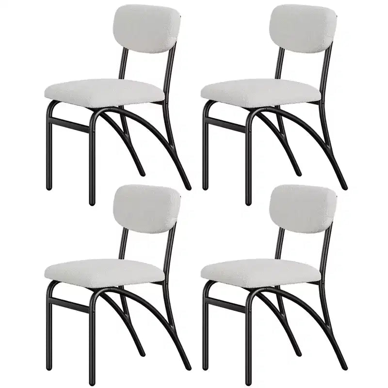 Set di 2/4 sedie da pranzo con schienale imbottito in bouclé e gambe in metallo per soggiorno, sala da pranzo, cucina
