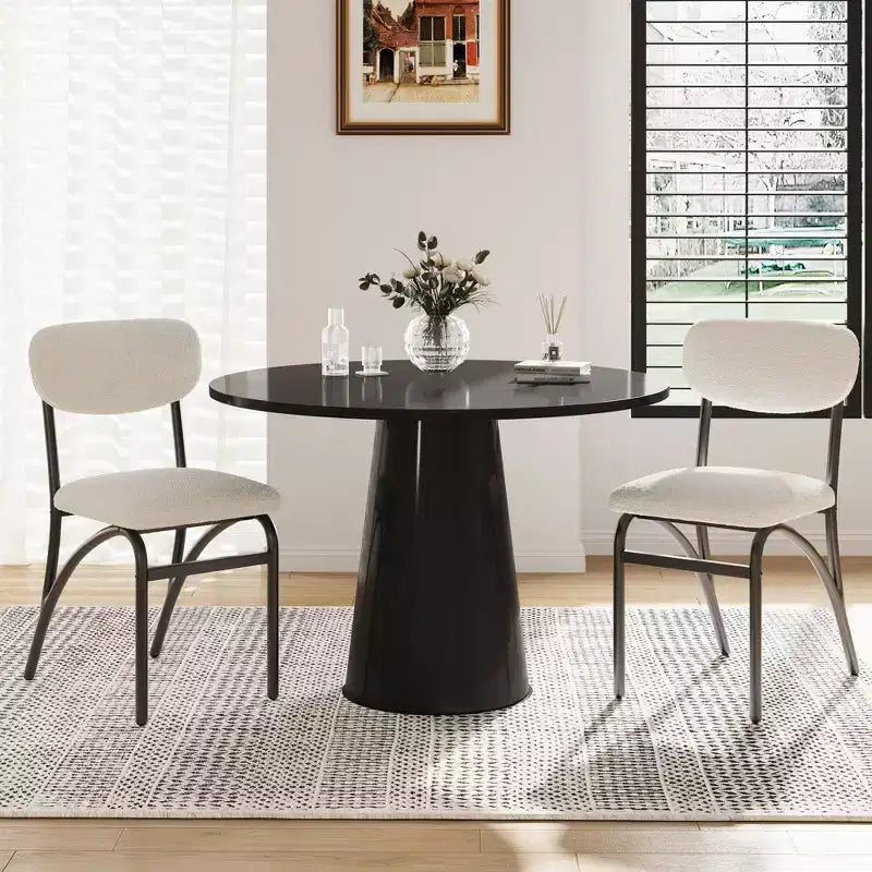 Set di 2/4 sedie da pranzo con schienale imbottito in bouclé e gambe in metallo per soggiorno, sala da pranzo, cucina