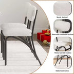 Set di 2/4 sedie da pranzo con schienale imbottito in bouclé e gambe in metallo per soggiorno, sala da pranzo, cucina