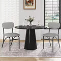 Set of 2/4 Dining Chairs with Boucle Upholstered Back and Metal Legs for Living Room, Dining Room, Kitchen