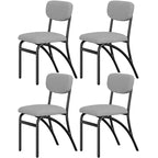 Set di 2/4 sedie da pranzo con schienale imbottito in bouclé e gambe in metallo per soggiorno, sala da pranzo, cucina