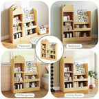 Zevemomo Scaffale per Libri e Giocattoli per Bambini a 4 Ripiani, Scaffale per Bambini in Legno, Contenitore per Giocattoli con Scaffale per Sala Giochi, Aula, Camera da Letto, Biblioteca, Beige