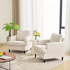 Poltrona moderna, poltrona oversize da salotto, poltrona da lettura Mid-Century con cuscini spessi e braccioli ampi, poltrona imbottita in lino