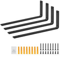VEVOR Shelf Bracket, Heavy Duty Floating Shelf Brackets 10 x 6 in, 4 Pcs Brackets for Shelves, 5mm Thick Matte Black L Shelf Bracket,Black