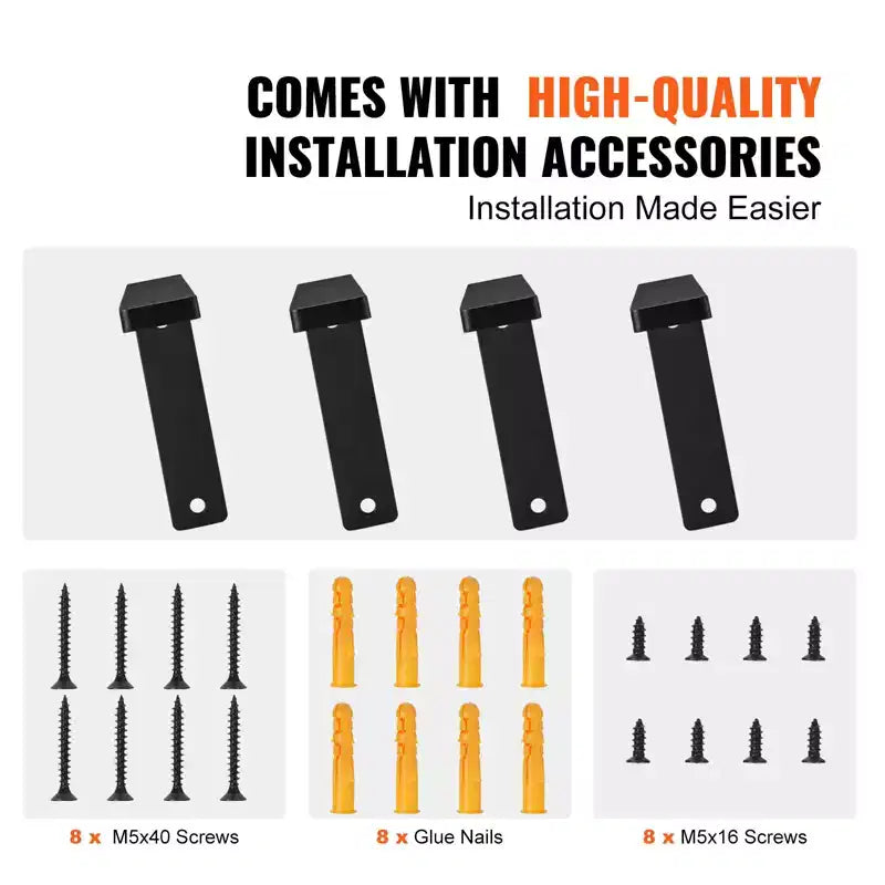 VEVOR Staffa per Ripiani, Staffe Galleggianti Resistenti 25x15 cm, 4 Pezzi Staffe per Ripiani, Staffa a L Nera Opaca Spessa 5mm, Nero