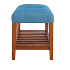 Panchine portaoggetti EHMKNP in tessuto azzurro e finitura rovere