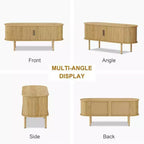 Coolmee Mobile TV da 120 cm con contenitore e ante scorrevoli, Consolle in legno per TV fino a 80 pollici, Centro di intrattenimento moderno